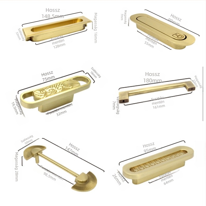 Sárgaréz fogantyú - kézzel készített, új kínai motívum stílusban, bútorokhoz és ajtókhoz
