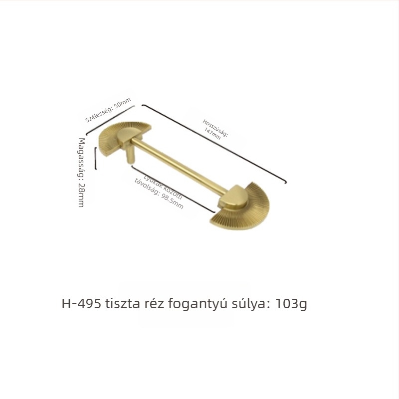Sárgaréz fogantyú - kézzel készített, új kínai motívum stílusban, bútorokhoz és ajtókhoz