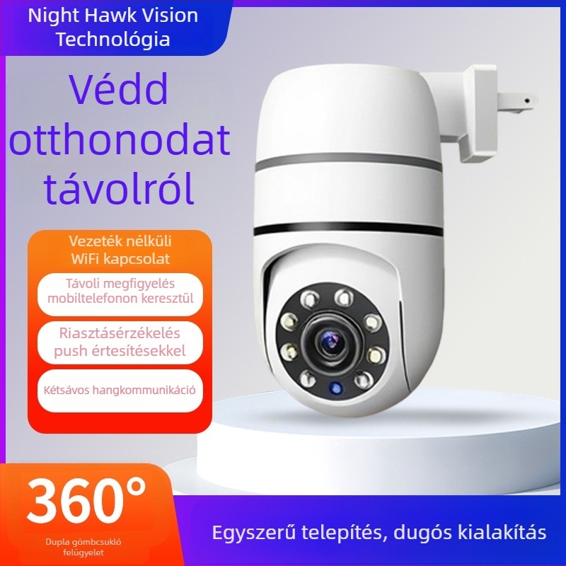 Fúrás nélküli beltéri megfigyelő kamera kettős lencsével, 1080p okos otthoni kamera (4G)