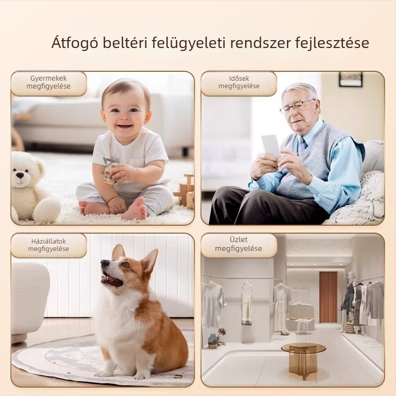Fúrás nélküli beltéri megfigyelő kamera kettős lencsével, 1080p okos otthoni kamera (4G)