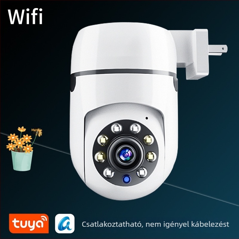 Fúrás nélküli beltéri megfigyelő kamera kettős lencsével, 1080p okos otthoni kamera (4G)