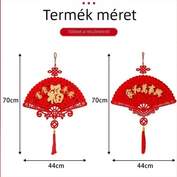 3D áldás medál a Ló évére — újévi dekoráció flockolt textilből, ajtóhoz, forróprés kivitel