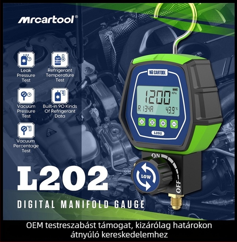 csxh Mrcartool L202 Digitális hűtőközegnyomásmérő autóklímához – töltő készlet