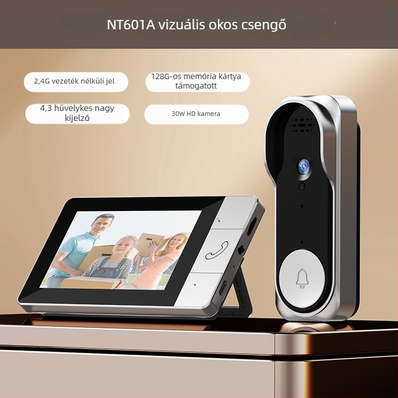 Nt601a videó ajtócsengő beltéri kijelzővel, kétirányú videó interkom, HD éjjellátás, USB 5V tápegység