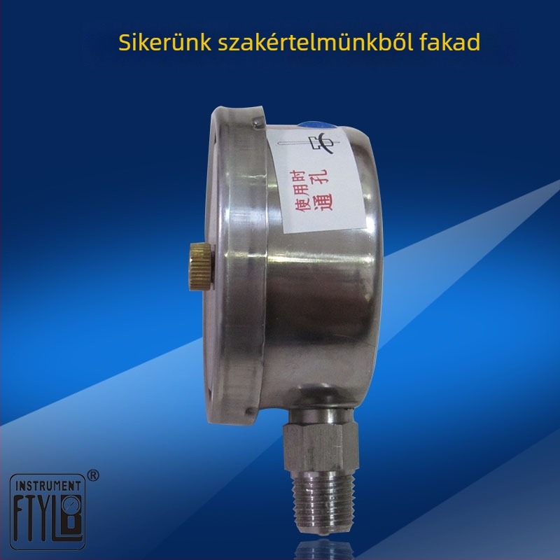 FTYLB YNJ60BF rozsdamentes acél memóriás nyomásmérő, kettős tűs memória, korrózió- és saválló, ütésálló, 0.4-60 MPa, 60 mm dial, menetes csatlakozás