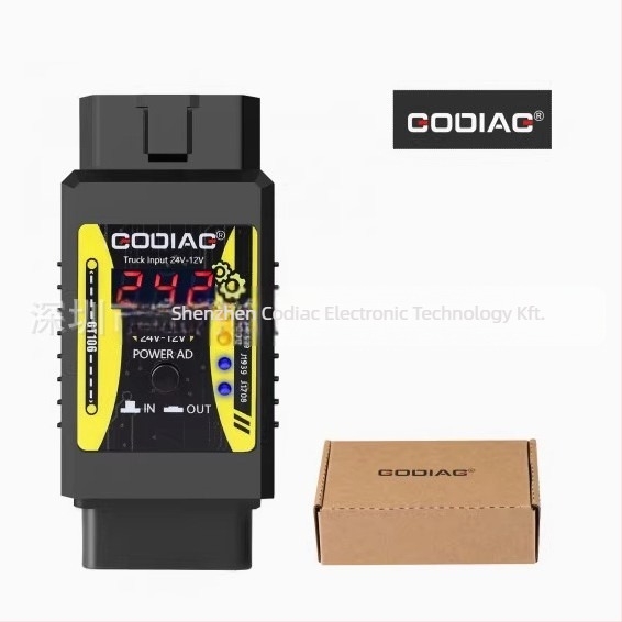 GODIAG GT106 24V-12V nehéz teherautó adapter, ECU diagnosztika, bemenet 12-36V