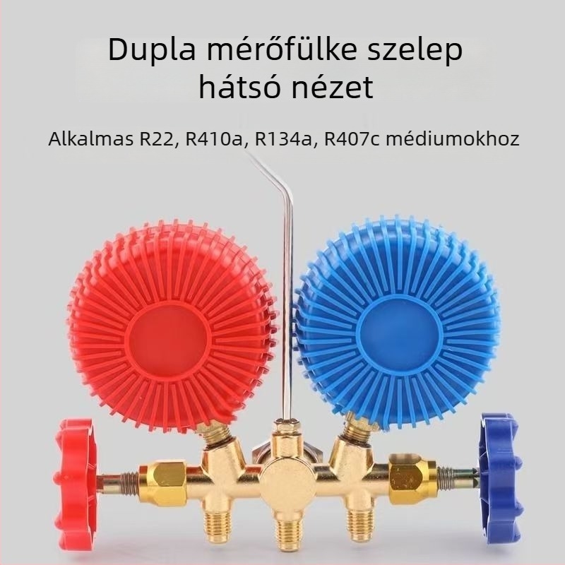 Autóklíma vákuumnyomásmérő kettős mérő készlettel és R134A hűtőközeg-szeleppel