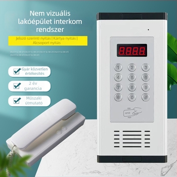 Társasházi kaputelefon rendszer szett elektronikus hozzáférés-ellenőrzéssel – Főegység és szabványos zár