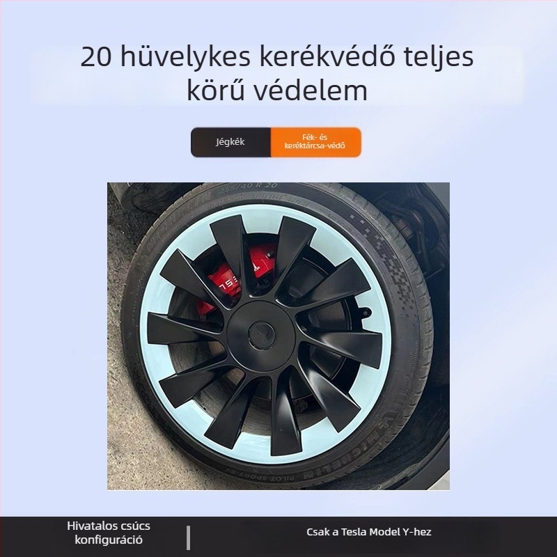 Tesla Model Y középfedél teljes burkolattal, karcolás elleni védelem, felni módosítási kiegészítő