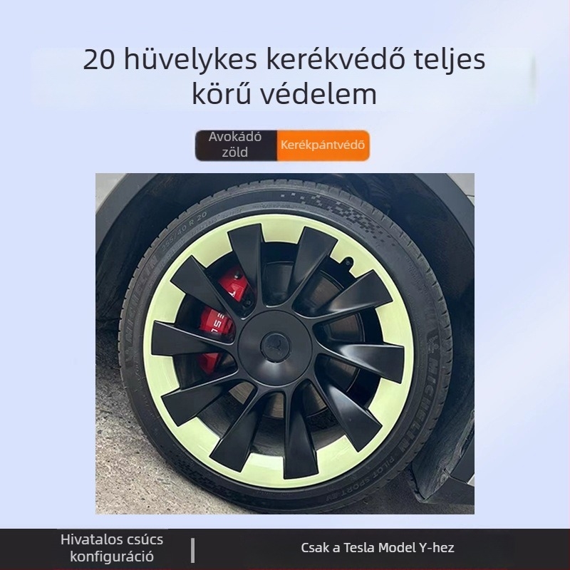 Tesla Model Y középfedél teljes burkolattal, karcolás elleni védelem, felni módosítási kiegészítő