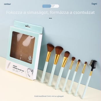 7 darab sminkecset-készlet, puha sörtéjű, szem- és arc ecsetek