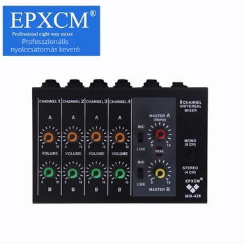 EPXCM MIX-428 4/8 csatornás hangszerkeverő, kompakt mikrofon-bővítő, 5W