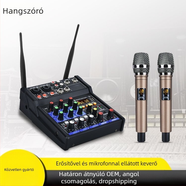 4‑csatornás kompakt keverő beépített erősítővel, USB és Bluetooth (G4 modell, 220W, Voice Transferor)