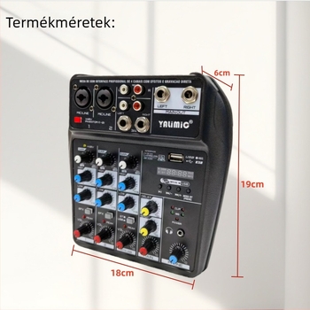 Yalimic 4-csatornás USB Bluetooth hangmixer számítógépes felvételhez és élő közvetítéshez