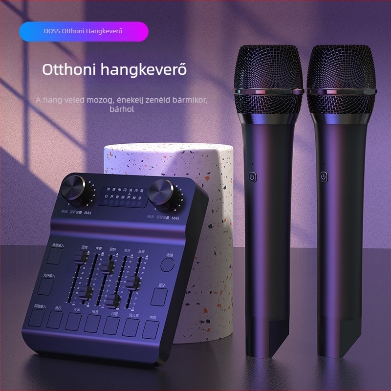 DOSS M30 Vezeték nélküli mikrofon integrált hangkártyával, Bluetooth 5.3, frekvencia-tartomány 100 Hz–20 kHz, SNR ≥70 dB, névleges feszültség 5 V, beépített akkumulátor nélkül