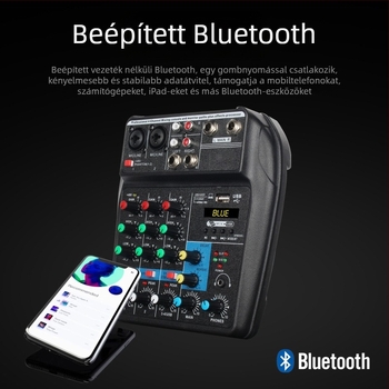 Nothing professzionális 4-csatornás keverő Bluetooth-képességgel és külső reverb funkcióval élő előadásokhoz