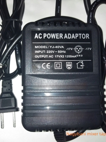 Keverő – külső tápegység-transzformátor adapter 17–18V, 3-pin kerek csatlakozó, 42W, modell 338, Sharp Sound