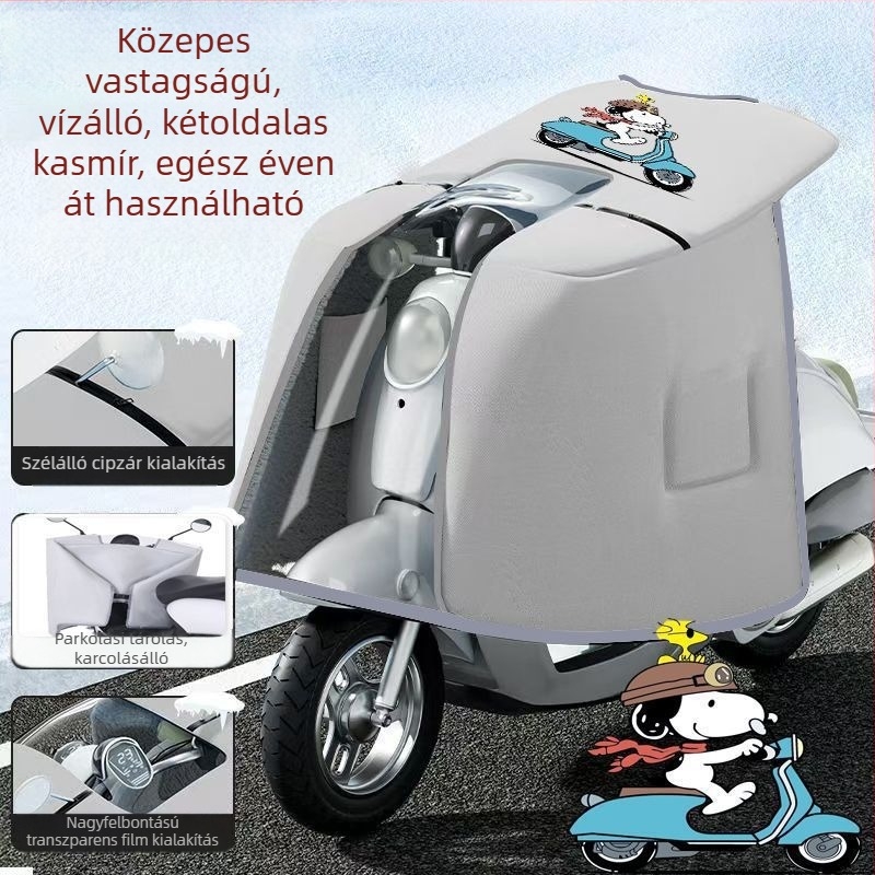 Kápa-stílusú kétoldalas szélvédő elektromos kerékpárhoz, PVC anyag