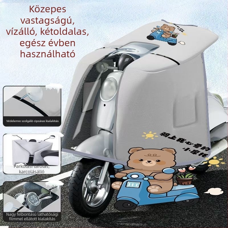 Kápa-stílusú kétoldalas szélvédő elektromos kerékpárhoz, PVC anyag