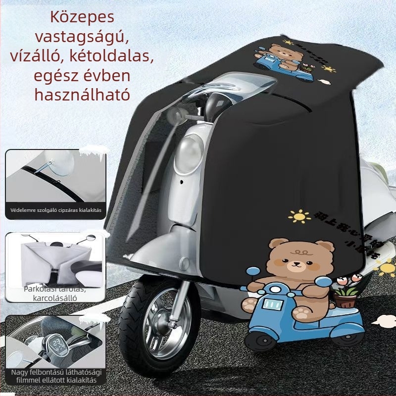 Kápa-stílusú kétoldalas szélvédő elektromos kerékpárhoz, PVC anyag