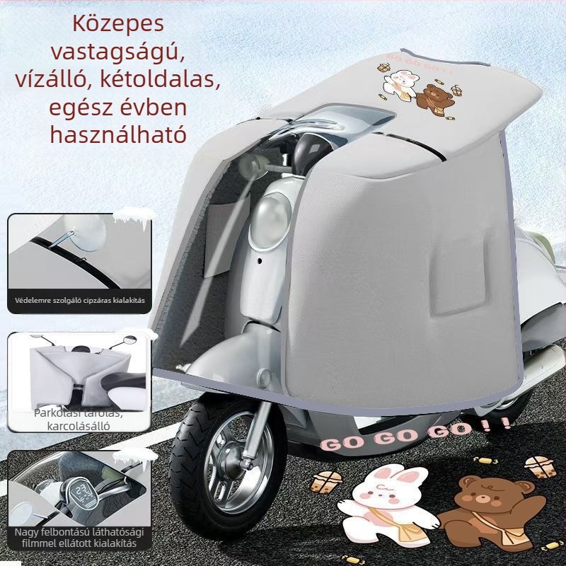 Kápa-stílusú kétoldalas szélvédő elektromos kerékpárhoz, PVC anyag