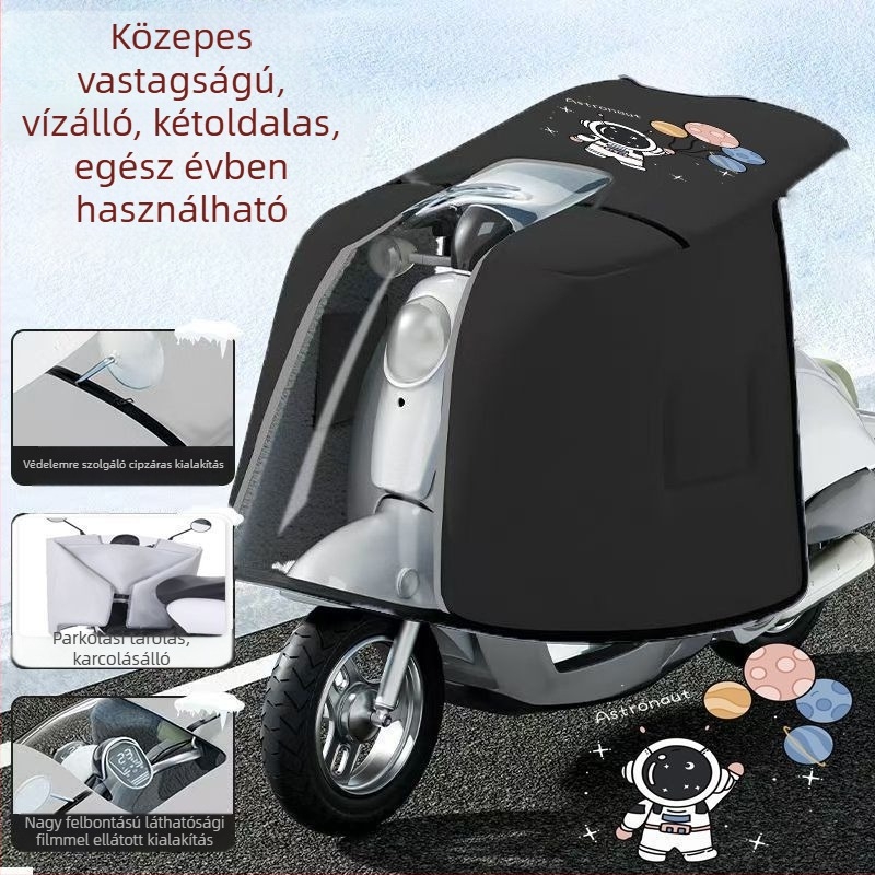 Kápa-stílusú kétoldalas szélvédő elektromos kerékpárhoz, PVC anyag