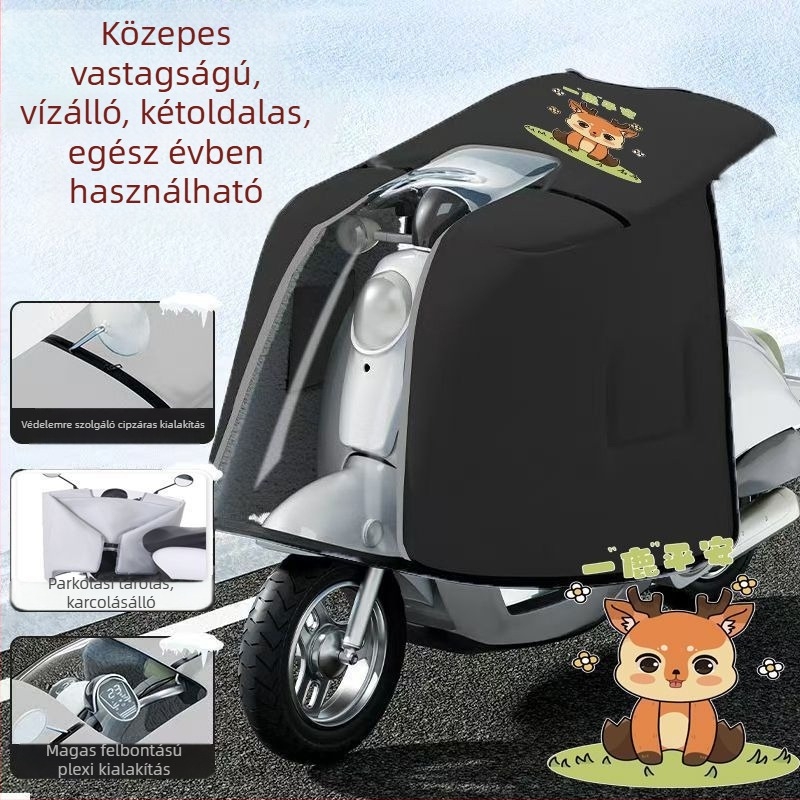 Kápa-stílusú kétoldalas szélvédő elektromos kerékpárhoz, PVC anyag