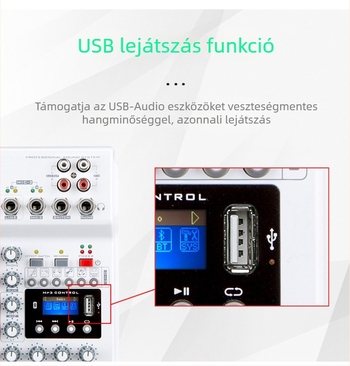Fugue MX-08 Hangkeverő beépített mikrofonnal, USB és Bluetooth, 20W