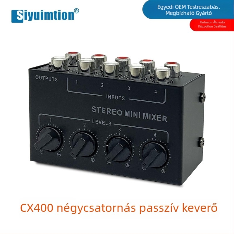 CX400 Négycsatornás Passzív Audió Mikser Hub Sztereó Jelekhez