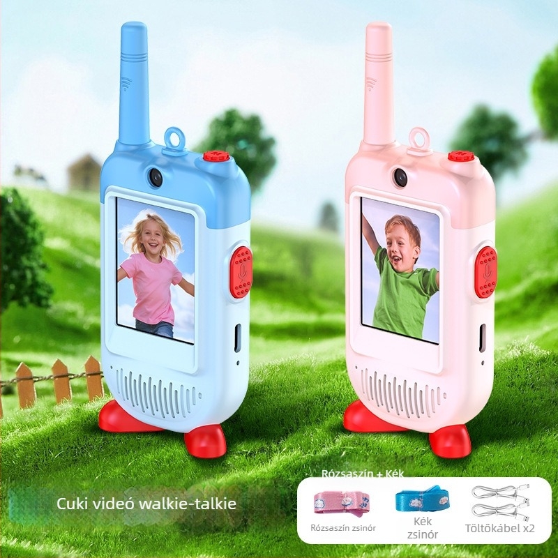 Gyermekek videó kaputelefonja kültéren, 4G kijelzővel, 1 csatorna, 5W, hatótáv 1,5 km, Li-ion 650 mAh
