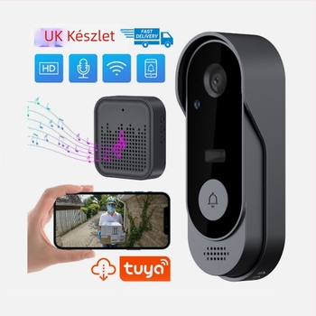 M9 WiFi videóajtócsengő beépített akkumulátorral, infravörös éjjellátás, kétirányú interkom, fénykép készítés