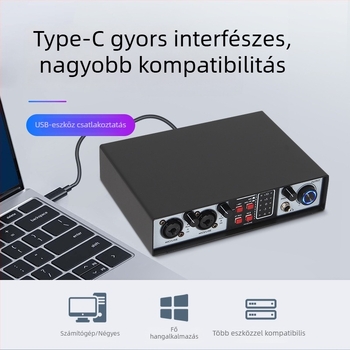 EPak UR-22MK USB 2-csatornás audió interfész asztali felvételhez és keveréshez, hangszerbemenet, 20Hz-20kHz, SNR ≥70 dB