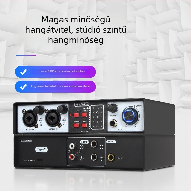 EPak UR-22MK USB 2-csatornás audió interfész asztali felvételhez és keveréshez, hangszerbemenet, 20Hz-20kHz, SNR ≥70 dB