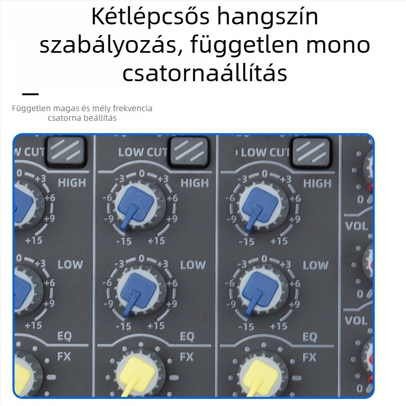 4-csatornás karaoke keverő beépített Bluetooth-szal és reverberációs effekttel, JXSOU UM33 otthoni felvételekhez és élő közvetítéshez
