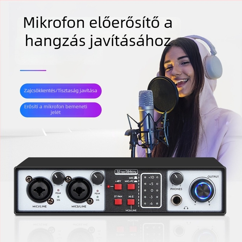 2–csatornás felvevő keverő külső hangkártyával, rackes DJ keverő, 2 bemenet, 2 kimenet
