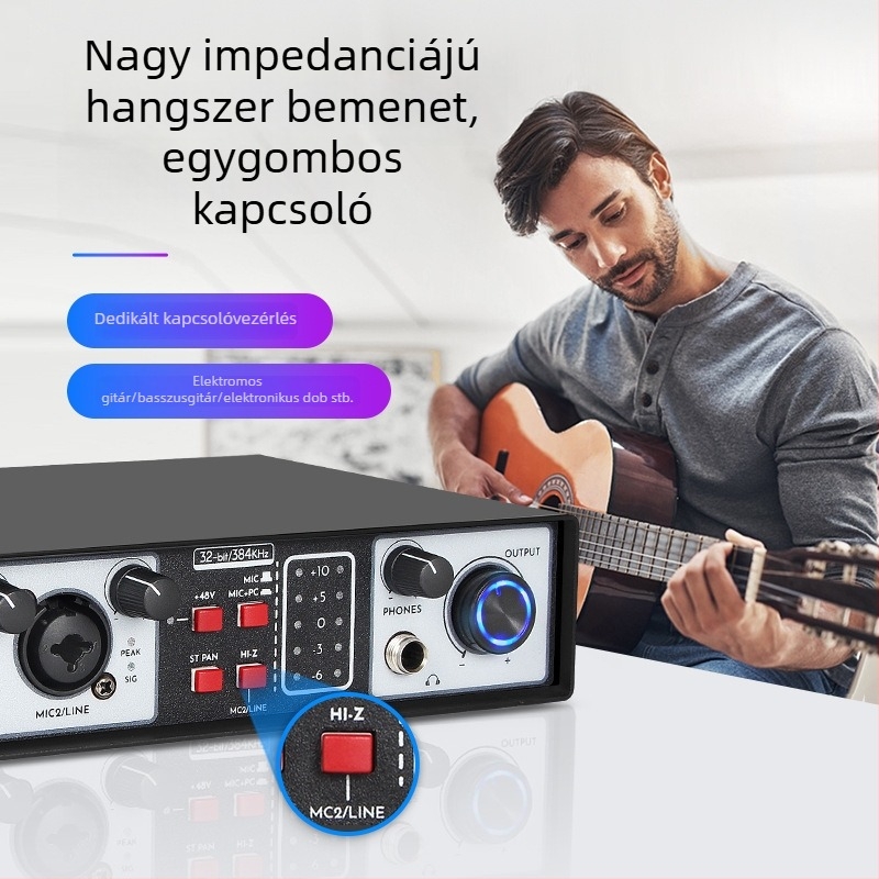 2–csatornás felvevő keverő külső hangkártyával, rackes DJ keverő, 2 bemenet, 2 kimenet