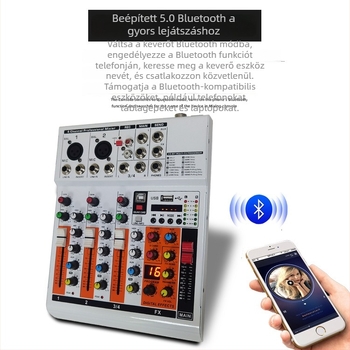 4 csatornás USB audió interfész keverő, mobilhoz és PC-hez, felvételi és reverb effektusokkal, Bluetooth előadásokhoz
