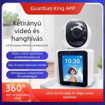 Beltéri okos kamera kétirányú videóinterkommal, 1080–1200p felbontás, Wi‑Fi 2,4 GHz és mobilalkalmazás‑vezérlés, mozgásérzékelés