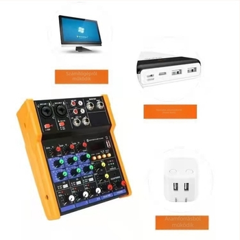 Kaimas 4-csatornás digitális Bluetooth keverő mobil élő közvetítéshez és felvételhez, modell G4