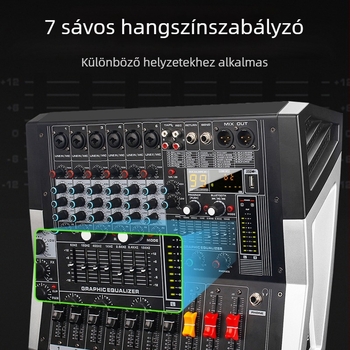 8 csatornás keverő 7-sávos EQ-val, USB-vel és Bluetooth-tal a színpadra és KTV-hez (8 csatornás, 7-sávos EQ, USB, Bluetooth)