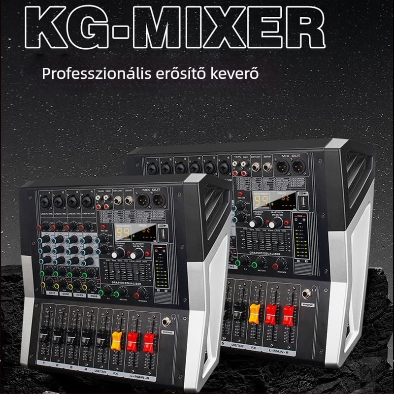 8 csatornás keverő 7-sávos EQ-val, USB-vel és Bluetooth-tal a színpadra és KTV-hez (8 csatornás, 7-sávos EQ, USB, Bluetooth)