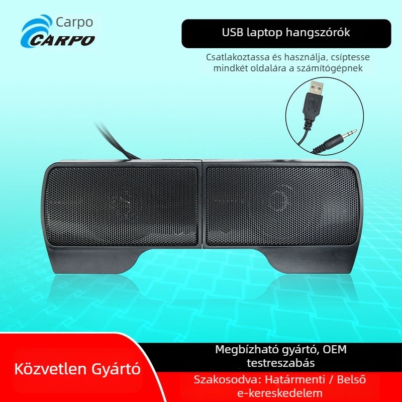 E9120 USB klip-on asztali hangszóró PC/Notebookhoz, 2×1W, 70Ω, 90Hz–20kHz