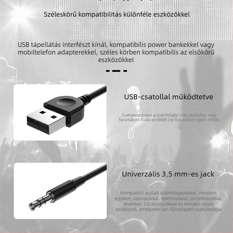 Számítógép hangszóró USB interfésszel, 2 csatornás, 6W, frekvenciaválasz 60 Hz-15 kHz, 3,5 mm-es audio bemenet (USB; 2 csatornás; 6W; 60 Hz-15 kHz; 3,5 mm-es audio bemenet)
