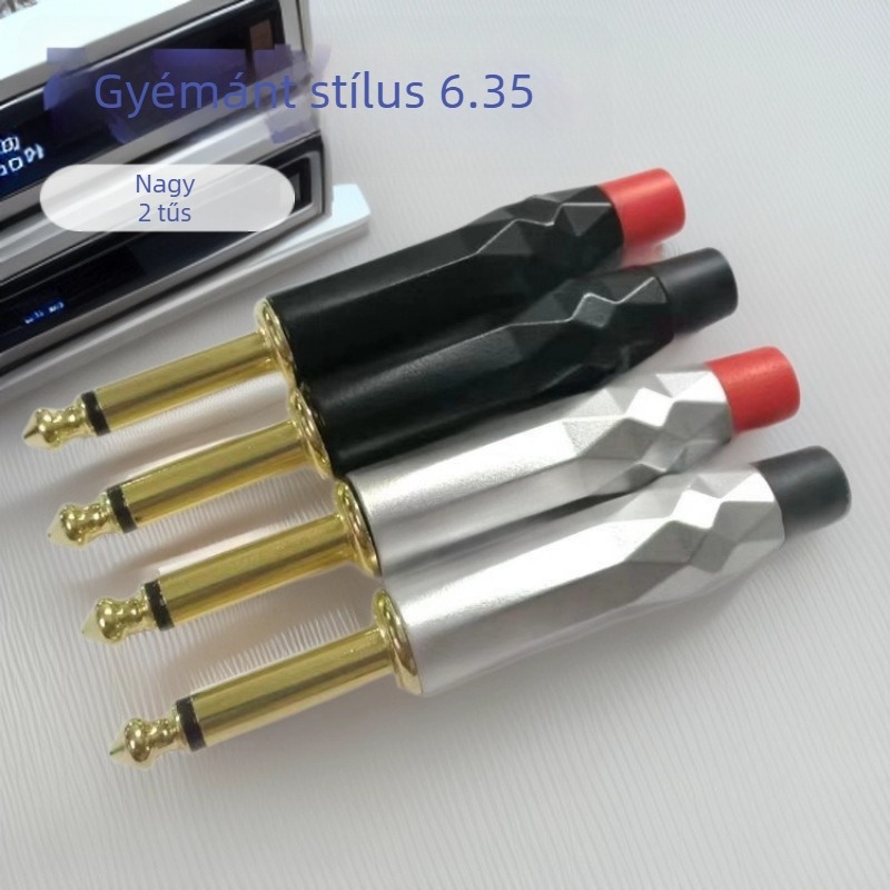 Brickstone 6,35 mm-es mono audio dugó mikrofonhoz és gitárhoz, kettős vezetővel