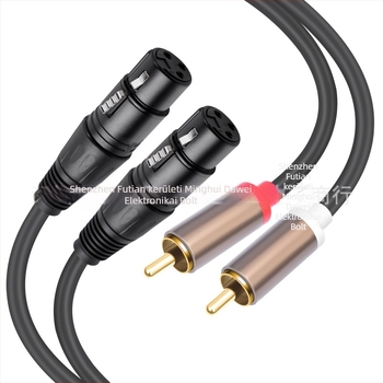 REXLIS réz audio kábel aranyozott véggel, 2 RCA férfi csatlakozó és kettős XLR női végződés, mikrofon/mixer és erősítő számára, 1,5 m