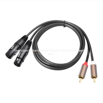 REXLIS réz audio kábel aranyozott véggel, 2 RCA férfi csatlakozó és kettős XLR női végződés, mikrofon/mixer és erősítő számára, 1,5 m