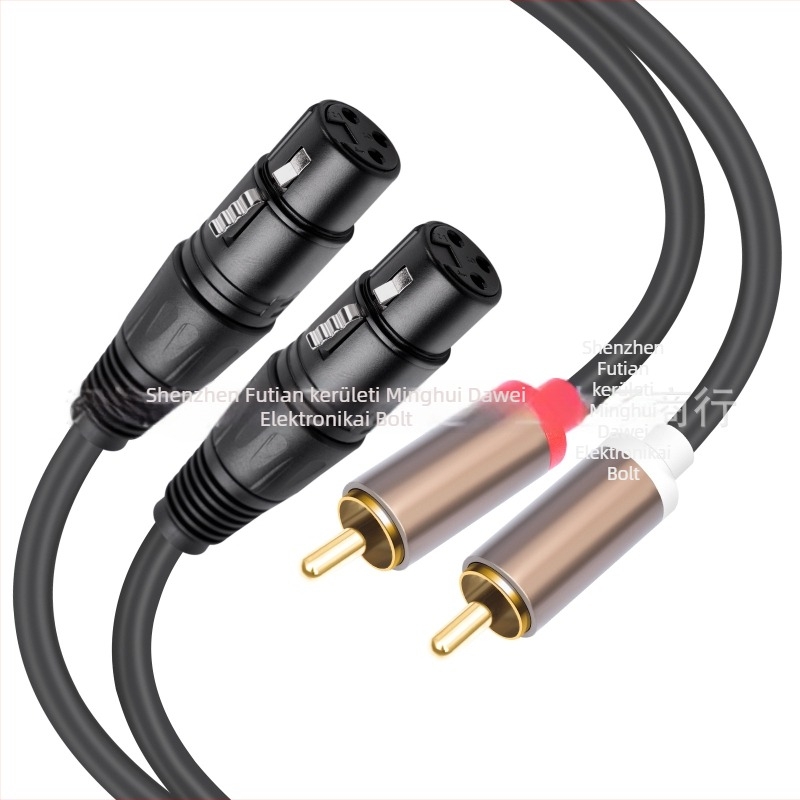 REXLIS réz audio kábel aranyozott véggel, 2 RCA férfi csatlakozó és kettős XLR női végződés, mikrofon/mixer és erősítő számára, 1,5 m