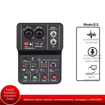 TEYUN Q-12 USB meghajtó nélküli számítógépes felvételi hangkártya, 16-bit/24kHz