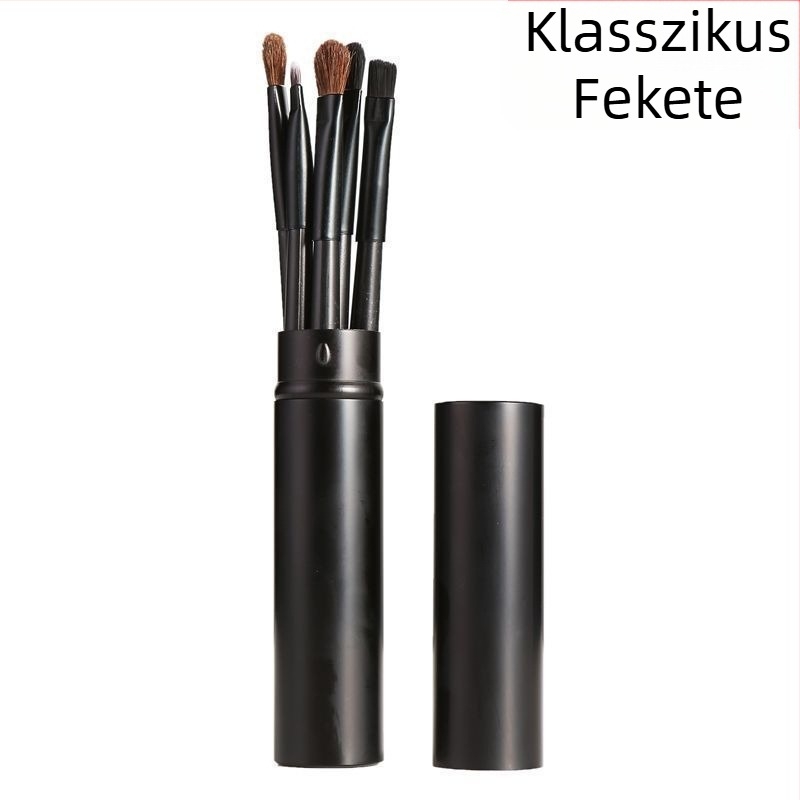 Sminkecset készlet, 5 darabos, vas dobozban, műanyag fogantyú, teljes hossz 13,3 cm