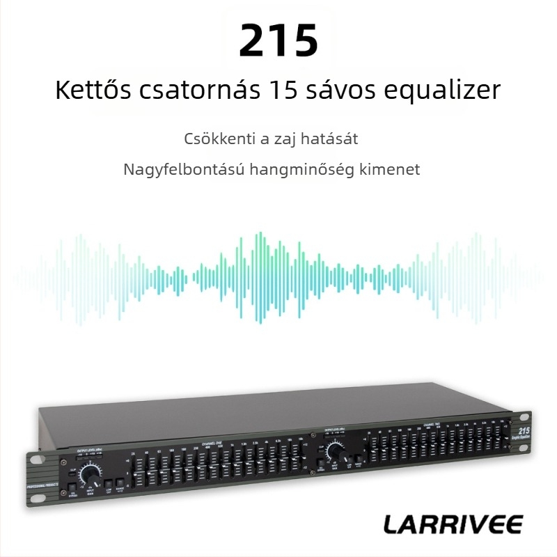 Kétcsatornás 15-sávos equalizer, alacsony zajú frekvenciabeállítás, professzionális színpadi és otthoni használatra